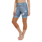 Medium Brown Denim Shorts Yoga Capris