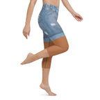 Medium Brown Denim Shorts Yoga Capris
