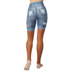 Medium Brown Denim Shorts Yoga Leggings