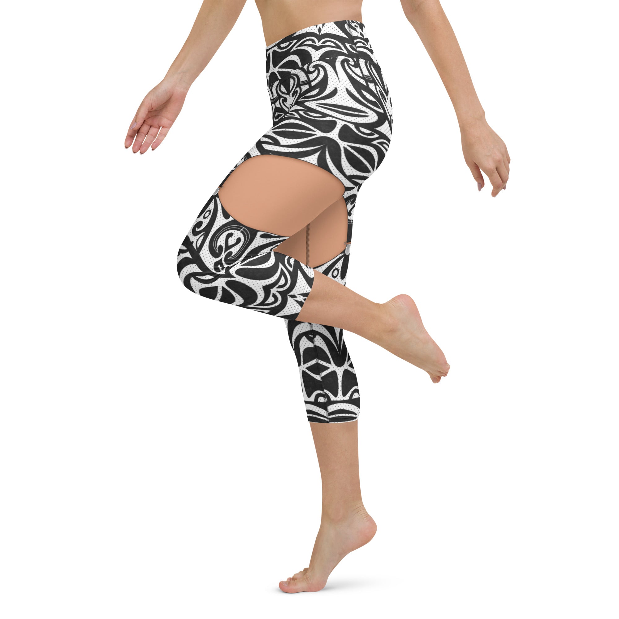 Medium Tone Cute Suspenders Yoga Capris