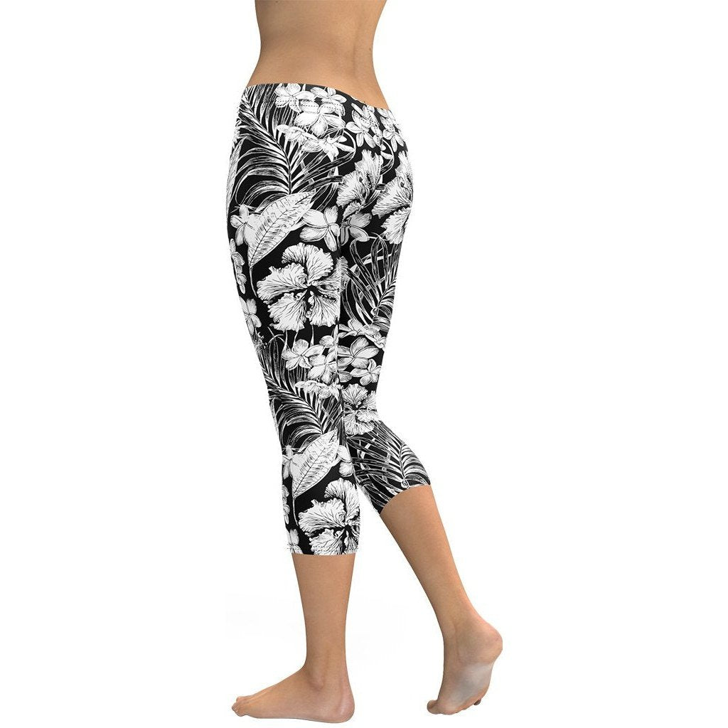 Monochrome Floral Capris