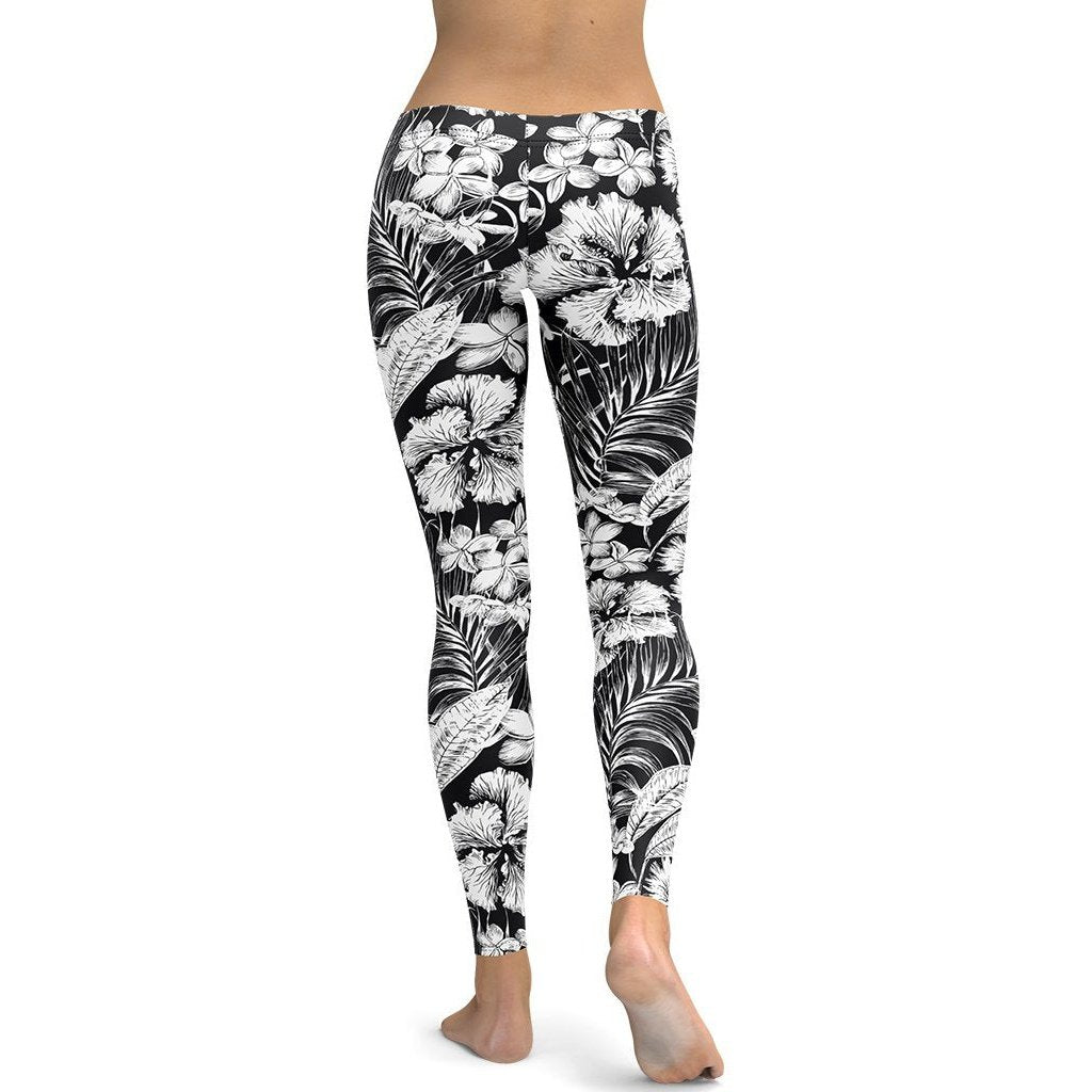 Monochrome Floral Leggings