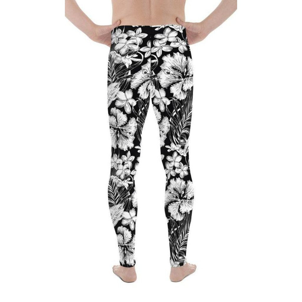 Monochrome Floral Men's Leggings