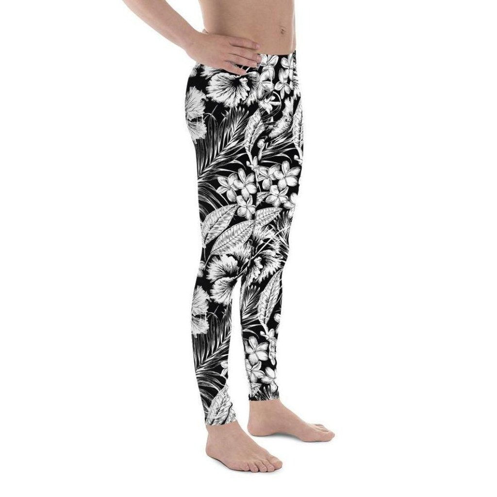 Monochrome Floral Men's Leggings