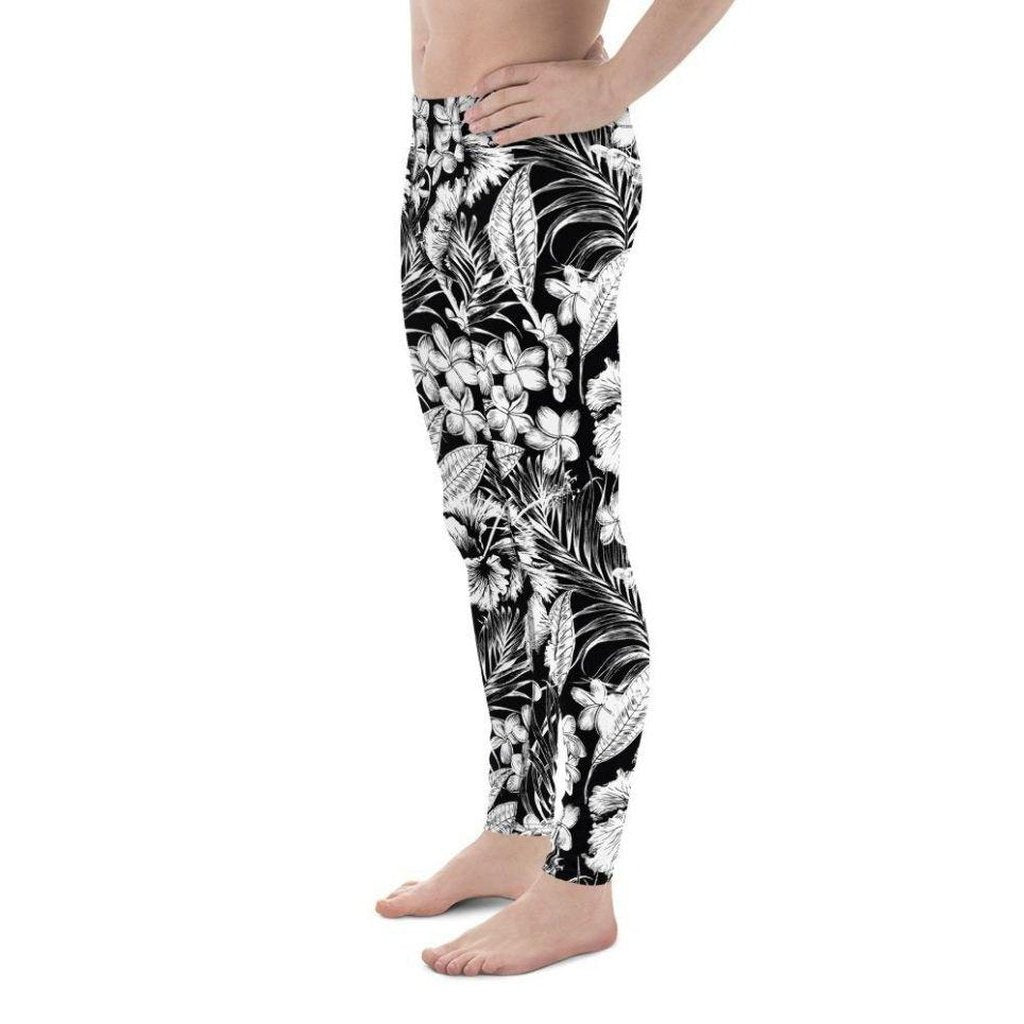 Monochrome Floral Men's Leggings