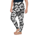 Monochrome Floral Plus Size Leggings