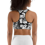 Monochrome Floral Sports Bra