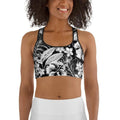 Monochrome Floral Sports Bra
