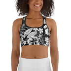 Monochrome Floral Sports Bra