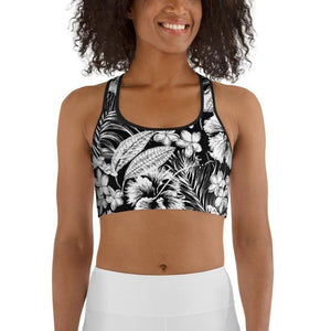 Monochrome Floral Sports Bra