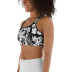 Monochrome Floral Sports Bra
