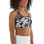 Monochrome Floral Sports Bra