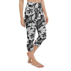 Monochrome Floral Yoga Capris