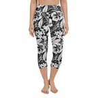 Monochrome Floral Yoga Capris