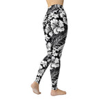 Monochrome Floral Yoga Leggings