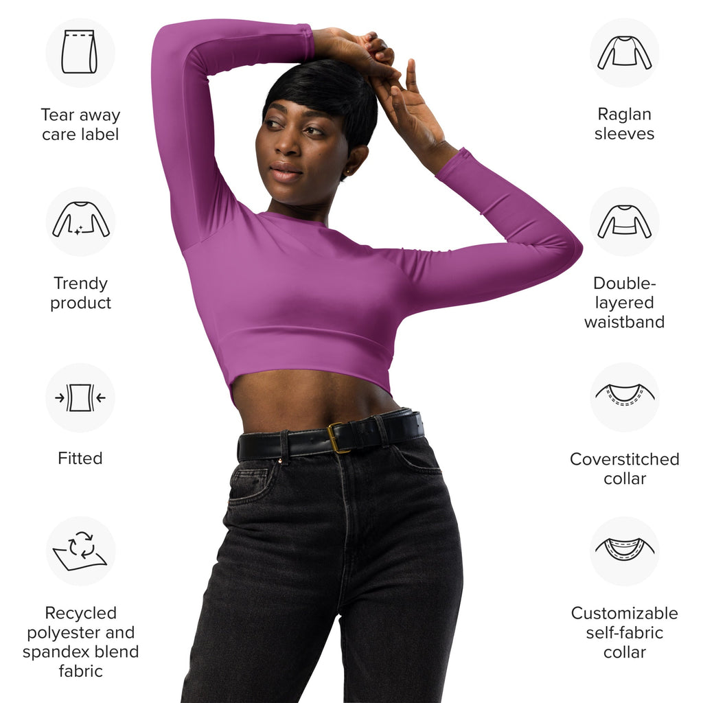 Mulberry Purple Recycled Long-sleeve Crop Top