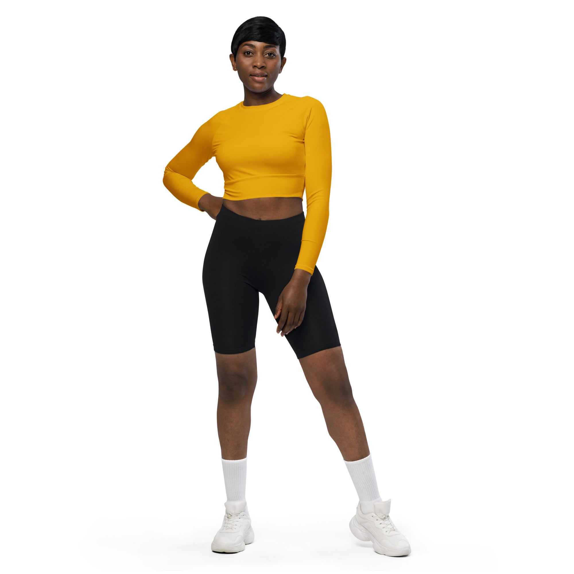 Mustard Yellow Recycled Long-sleeve Crop Top