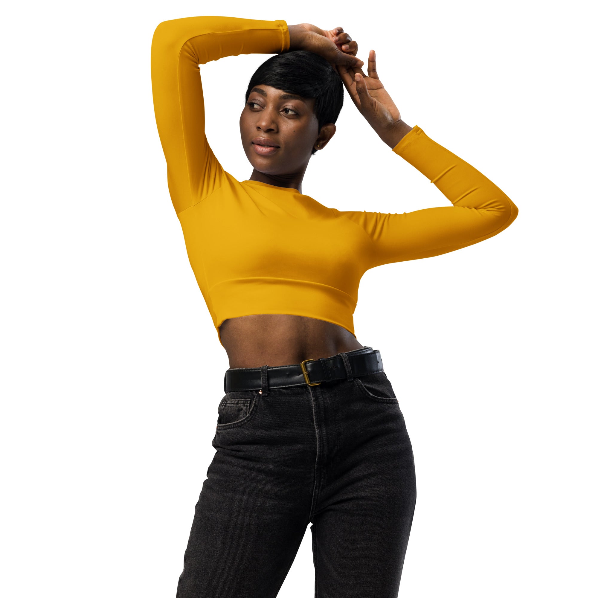 Mustard Yellow Recycled Long-sleeve Crop Top