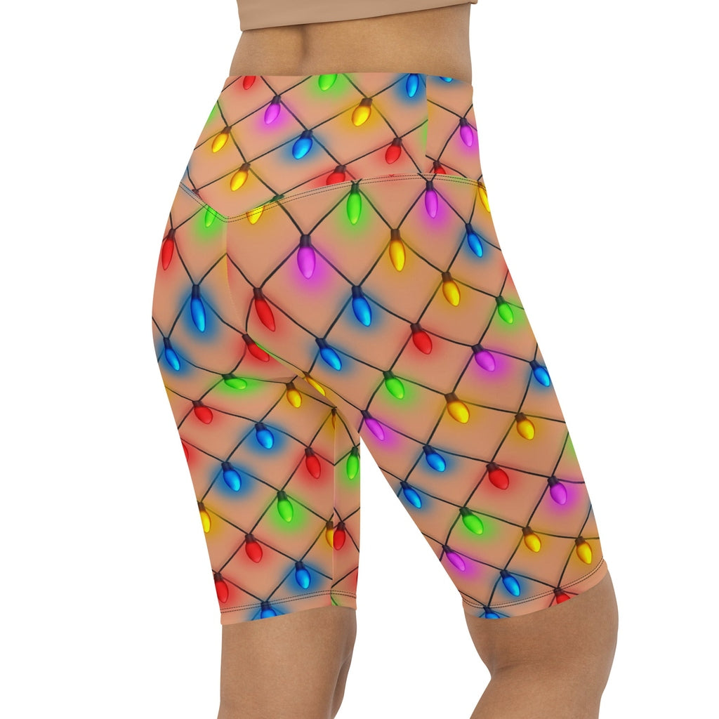 Naughty Christmas Lights Biker Shorts