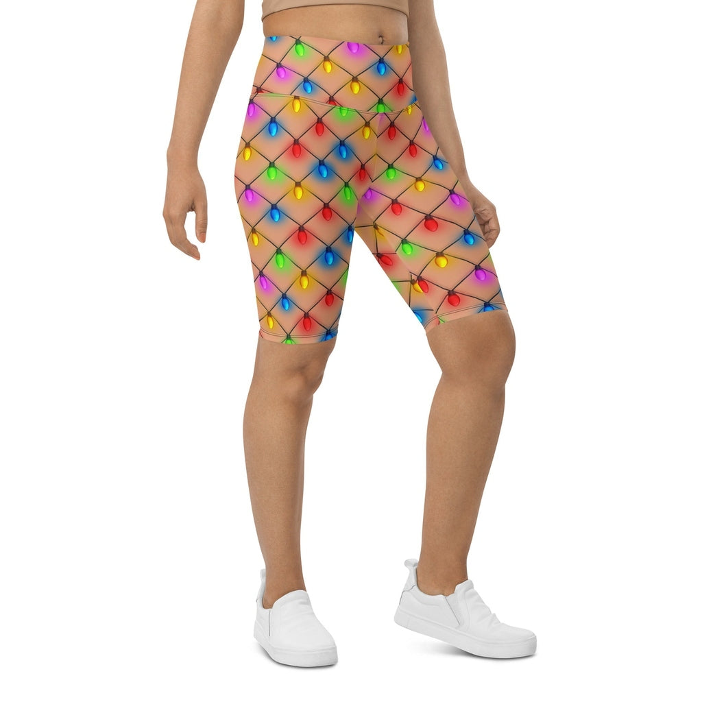 Naughty Christmas Lights Biker Shorts