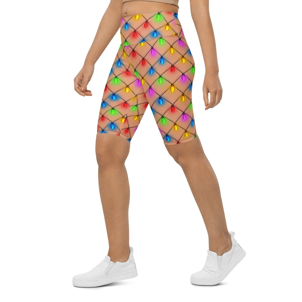 Naughty Christmas Lights Biker Shorts