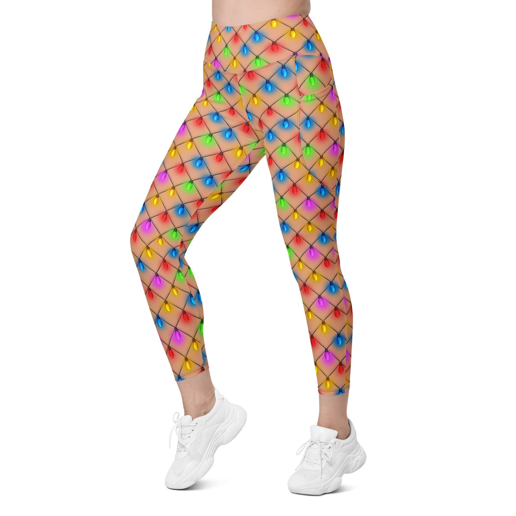 Naughty Christmas Lights Leggings With Pockets