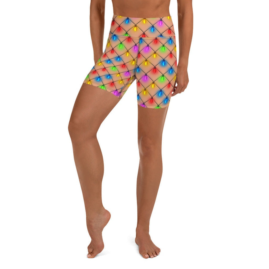 Naughty Christmas Lights Yoga Shorts