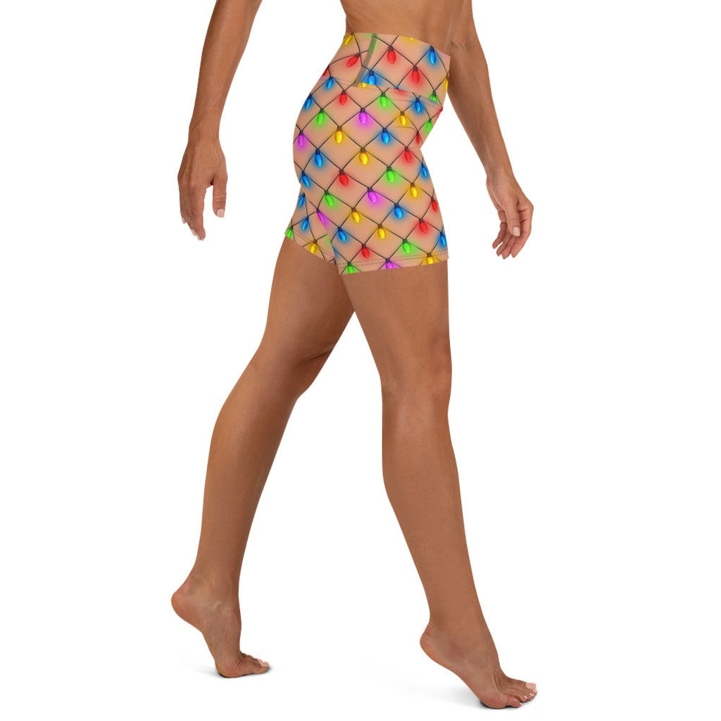 Naughty Christmas Lights Yoga Shorts