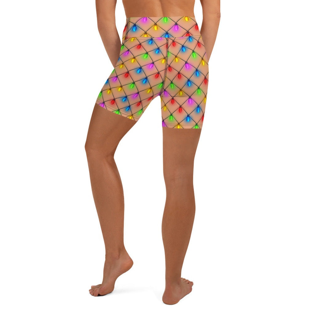 Naughty Christmas Lights Yoga Shorts