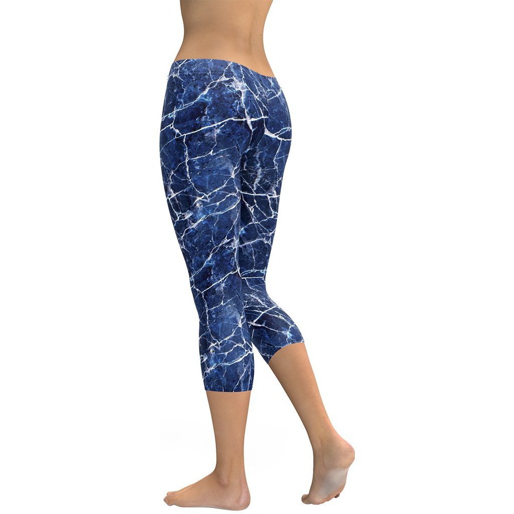 Navy Blue Marble Capris