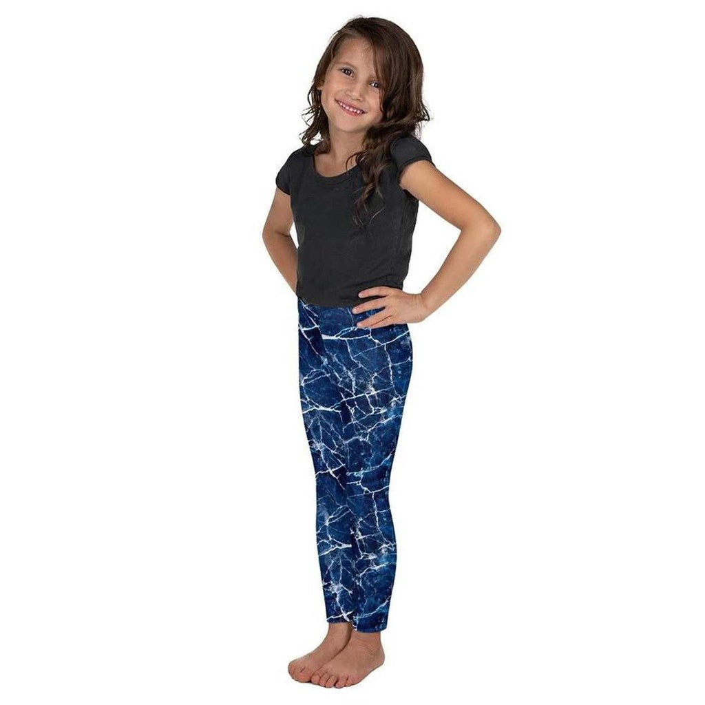 Navy Blue Marble Kid's Leggings