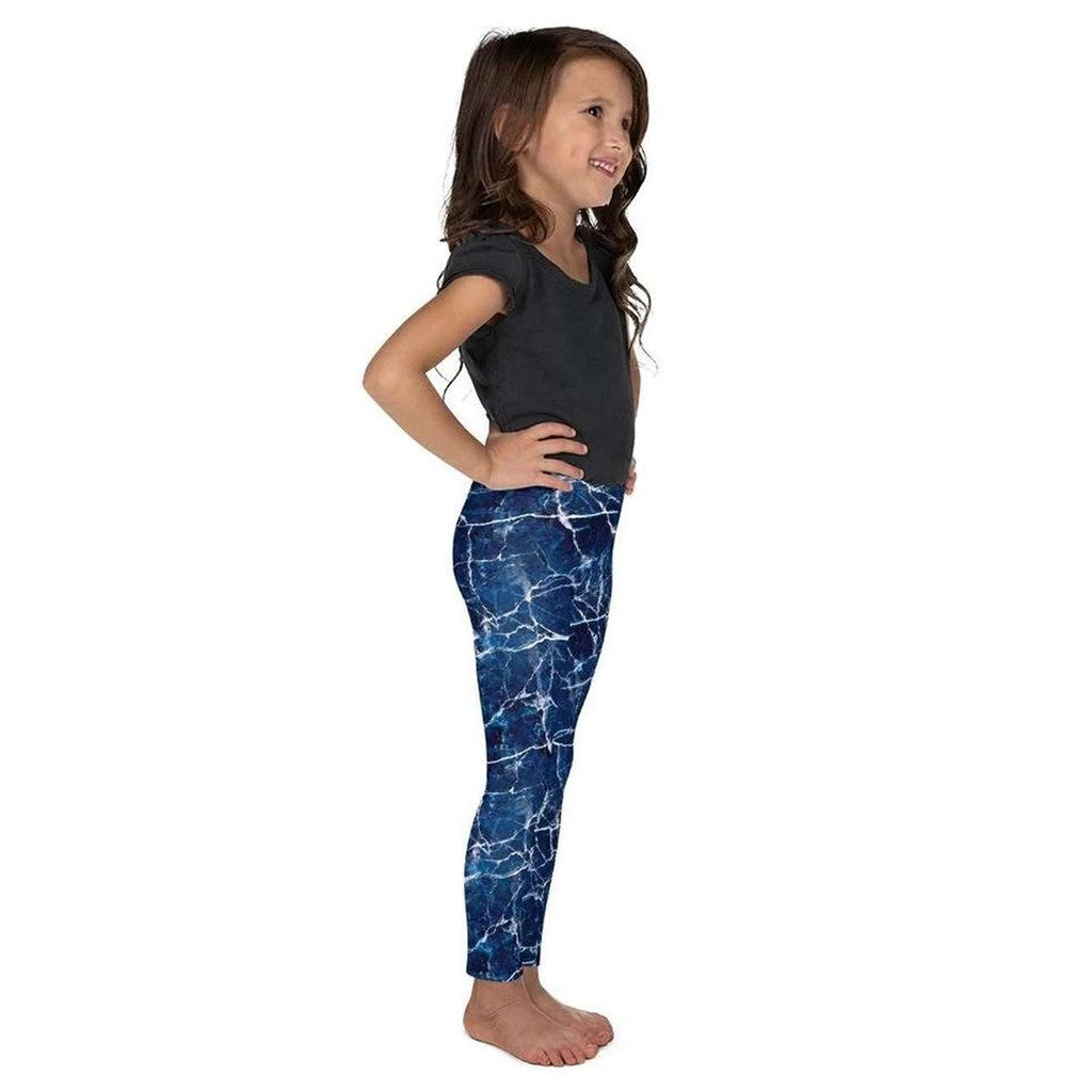 Navy Blue Marble Kid's Leggings