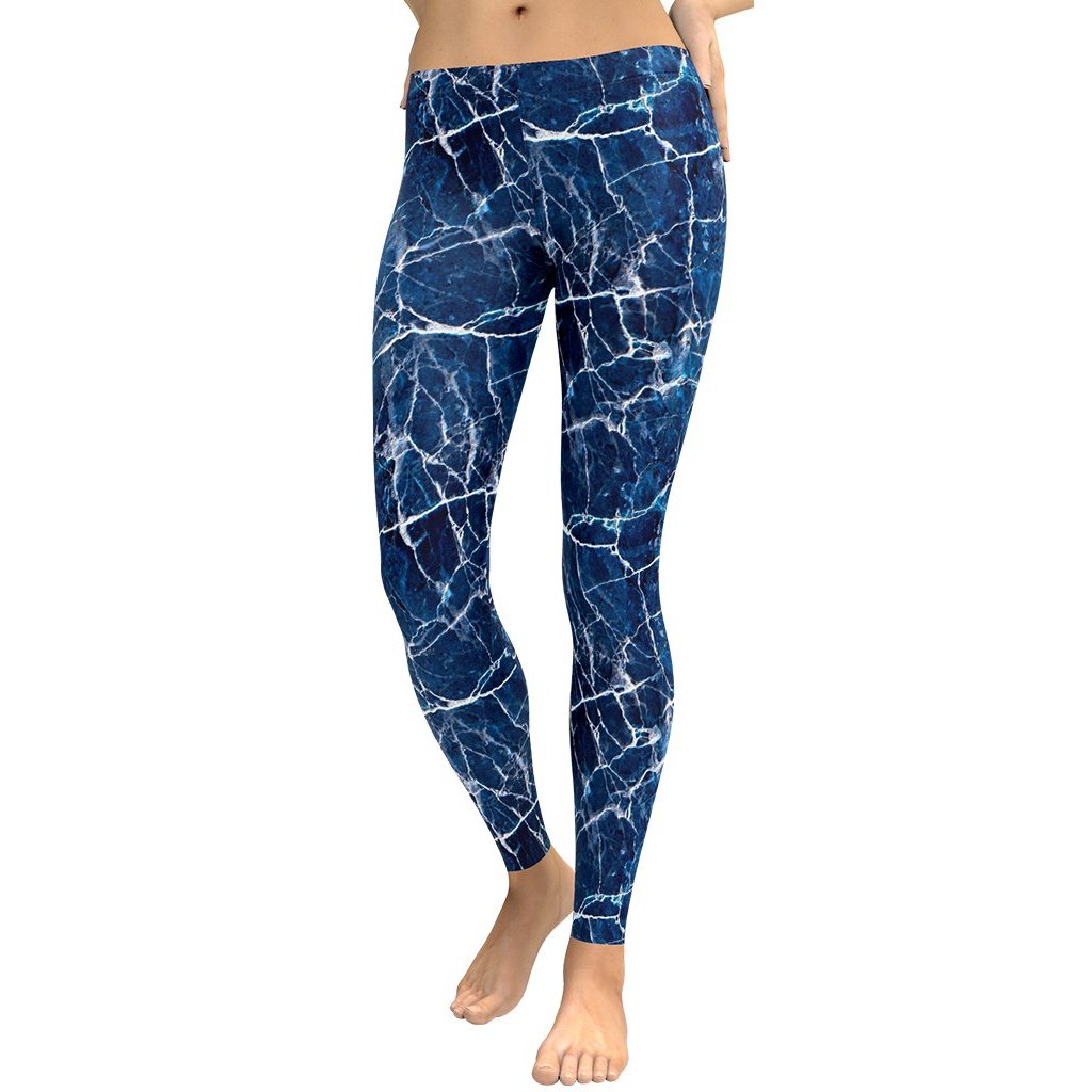 Navy Blue Marble Leggings