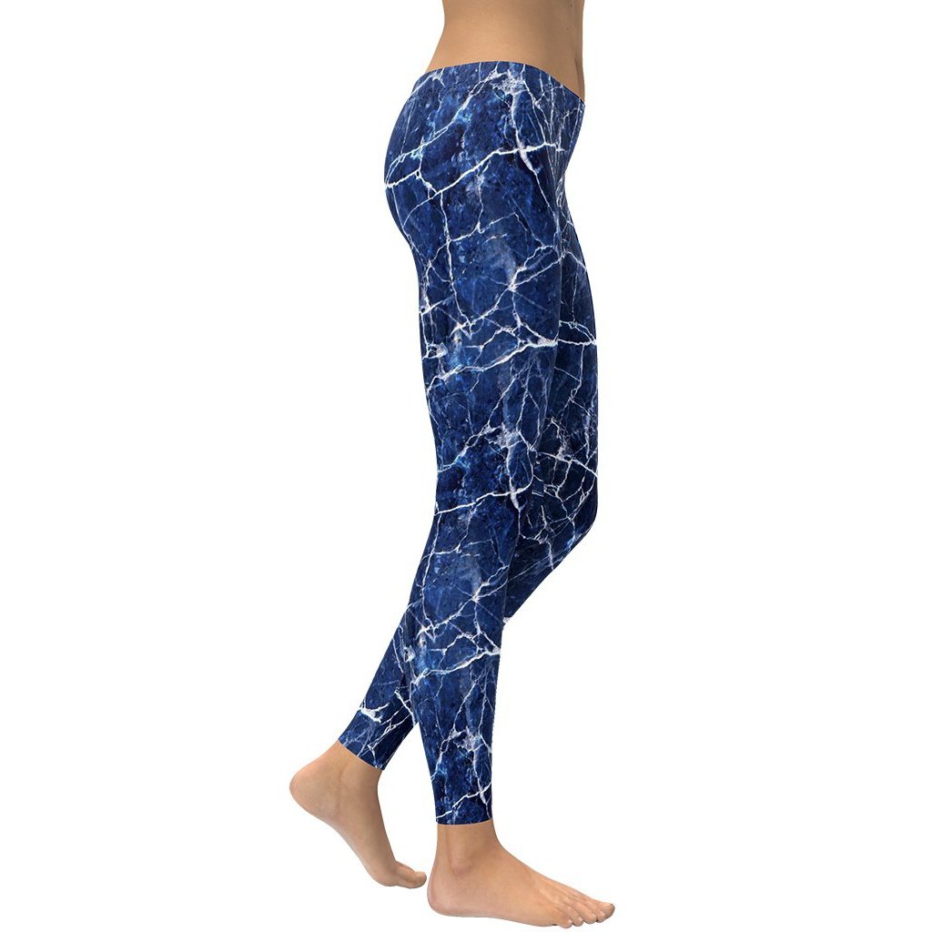 Navy Blue Marble Leggings