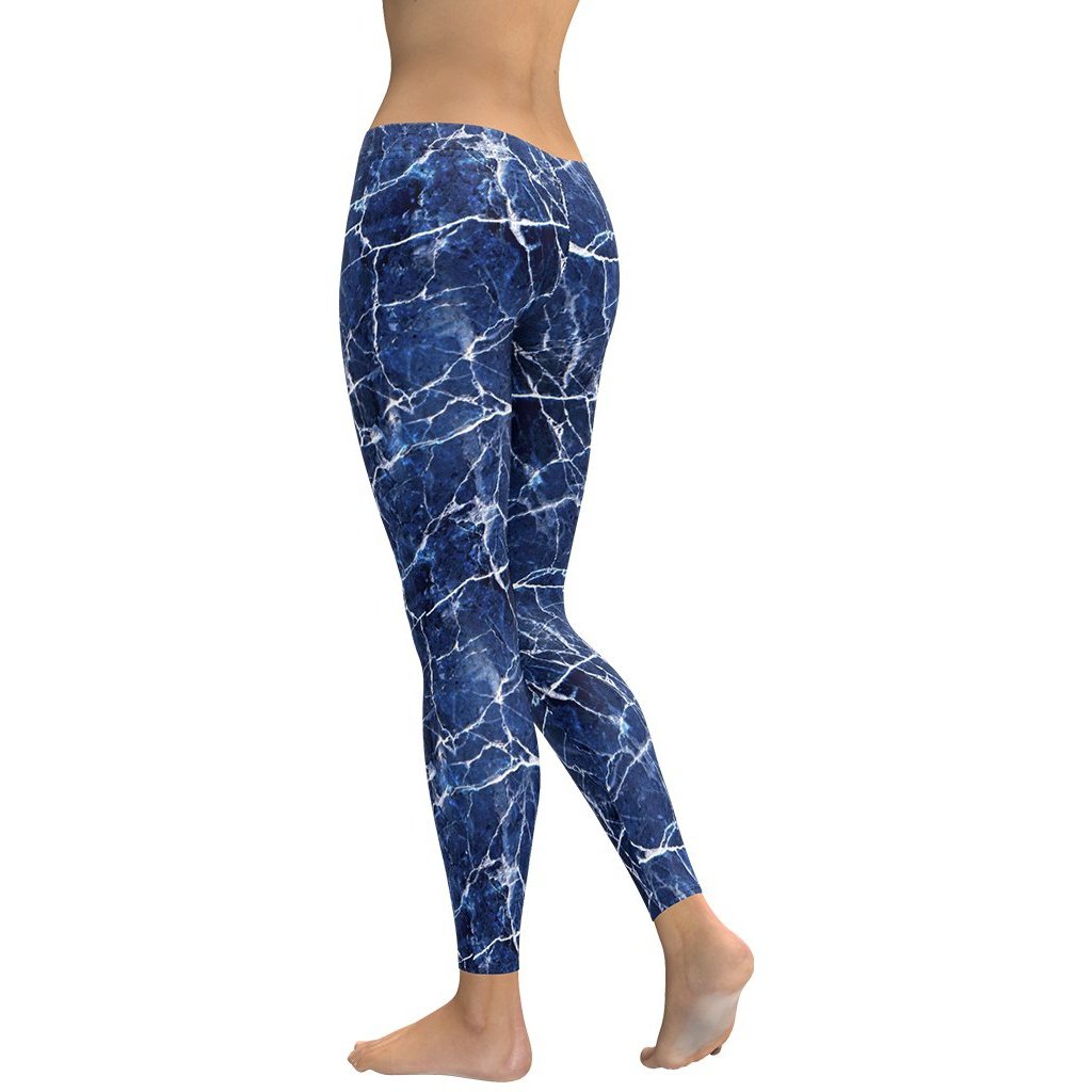 Navy Blue Marble Leggings
