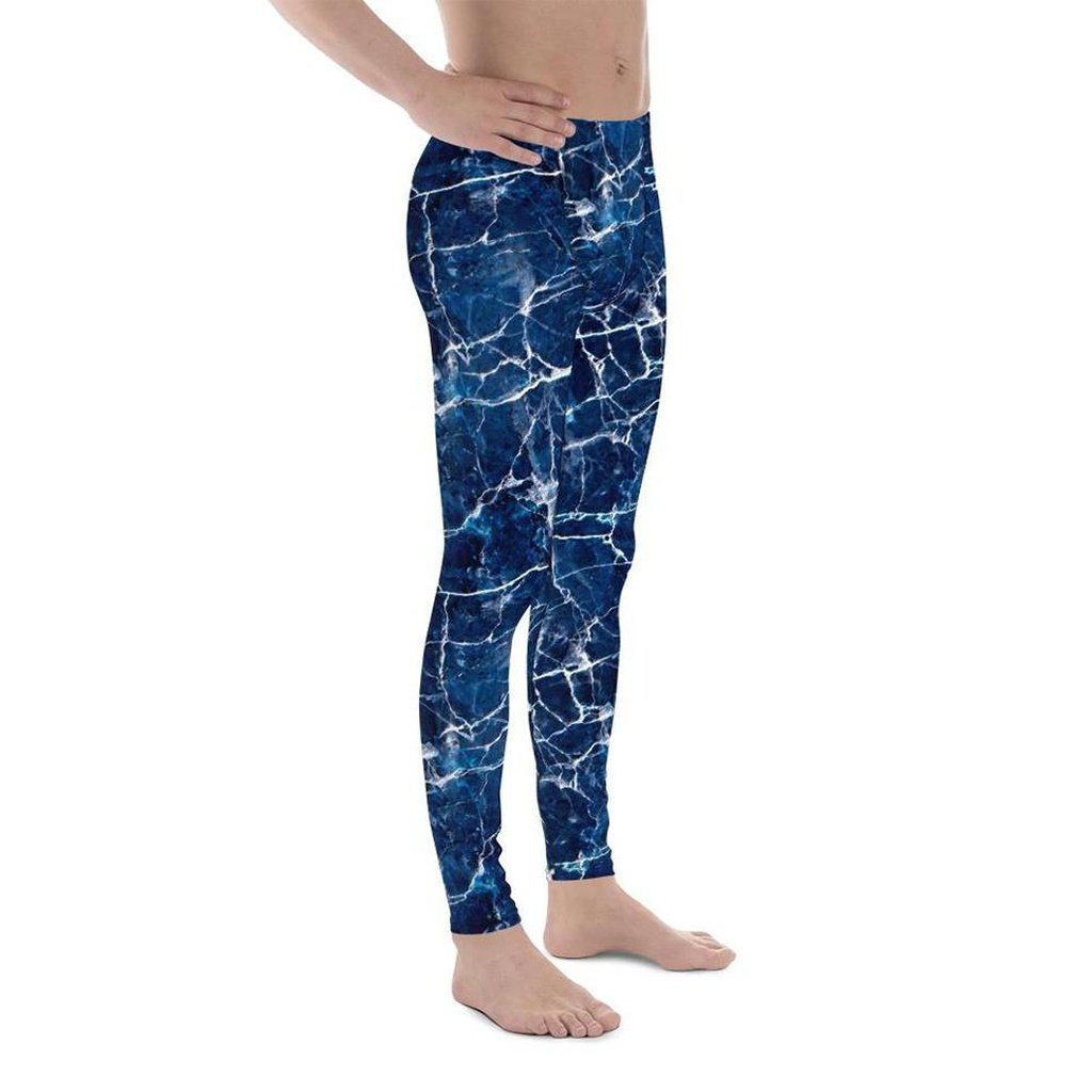 Navy Blue Marble Men's Leggings