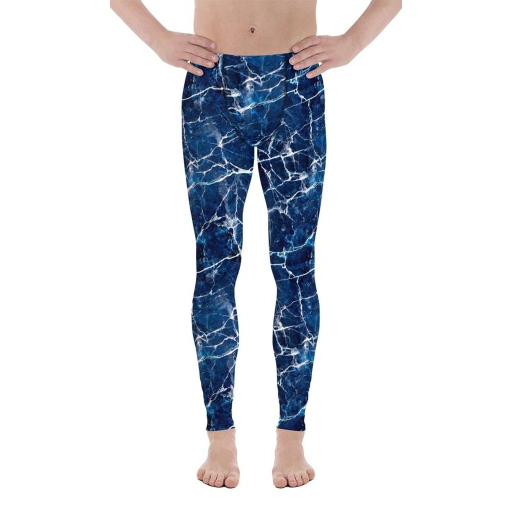 Navy Blue Marble Men's Leggings