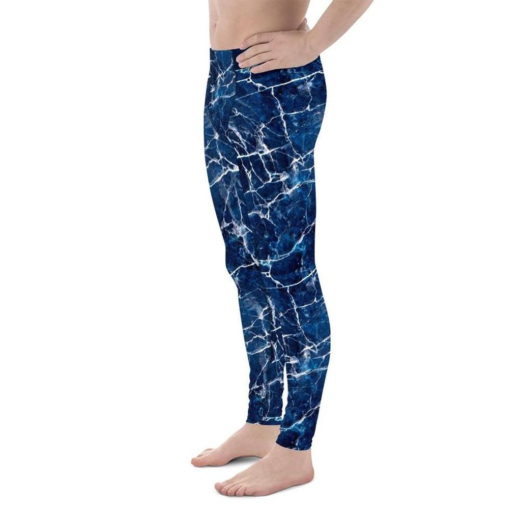 Navy Blue Marble Men's Leggings