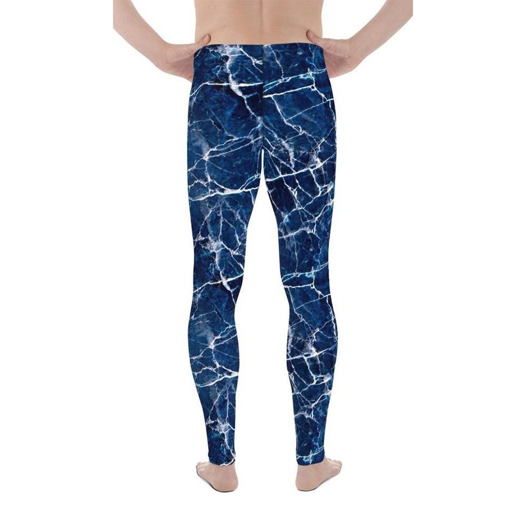 Navy Blue Marble Men's Leggings