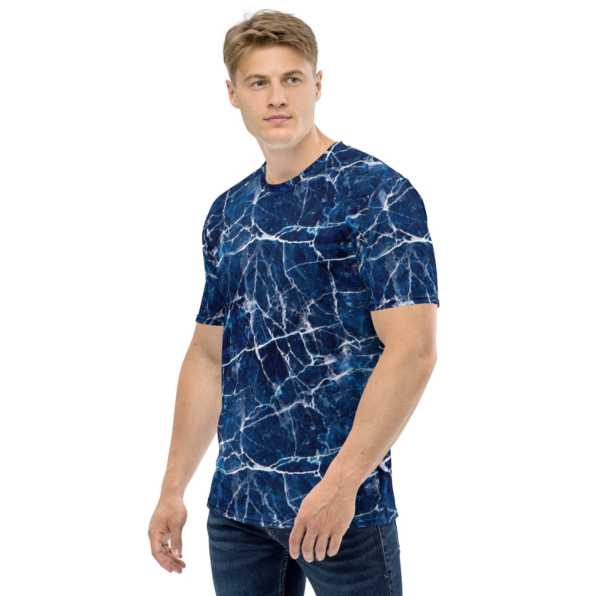 Navy Blue Marble Men's T-shirt