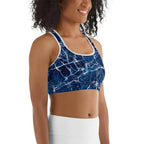 Navy Blue Marble Sports Bra