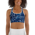 Navy Blue Marble Sports Bra