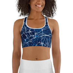 Navy Blue Marble Sports Bra