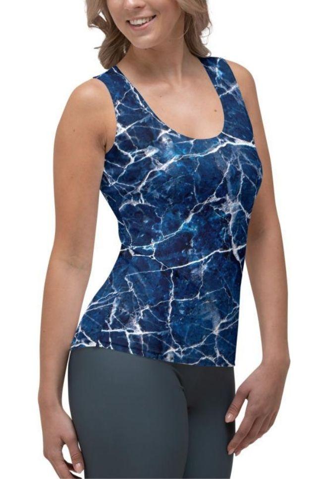 Navy Blue Marble Tank Top