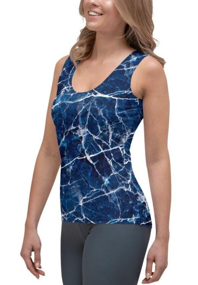 Navy Blue Marble Tank Top