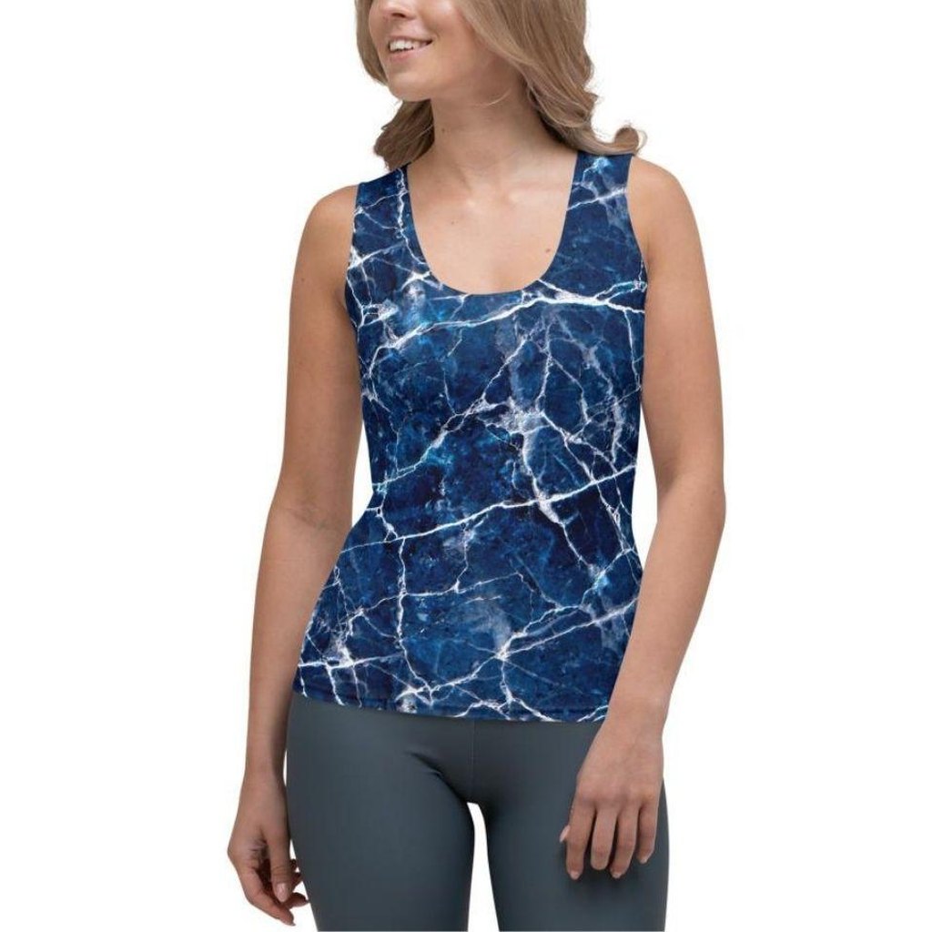 Navy Blue Marble Tank Top
