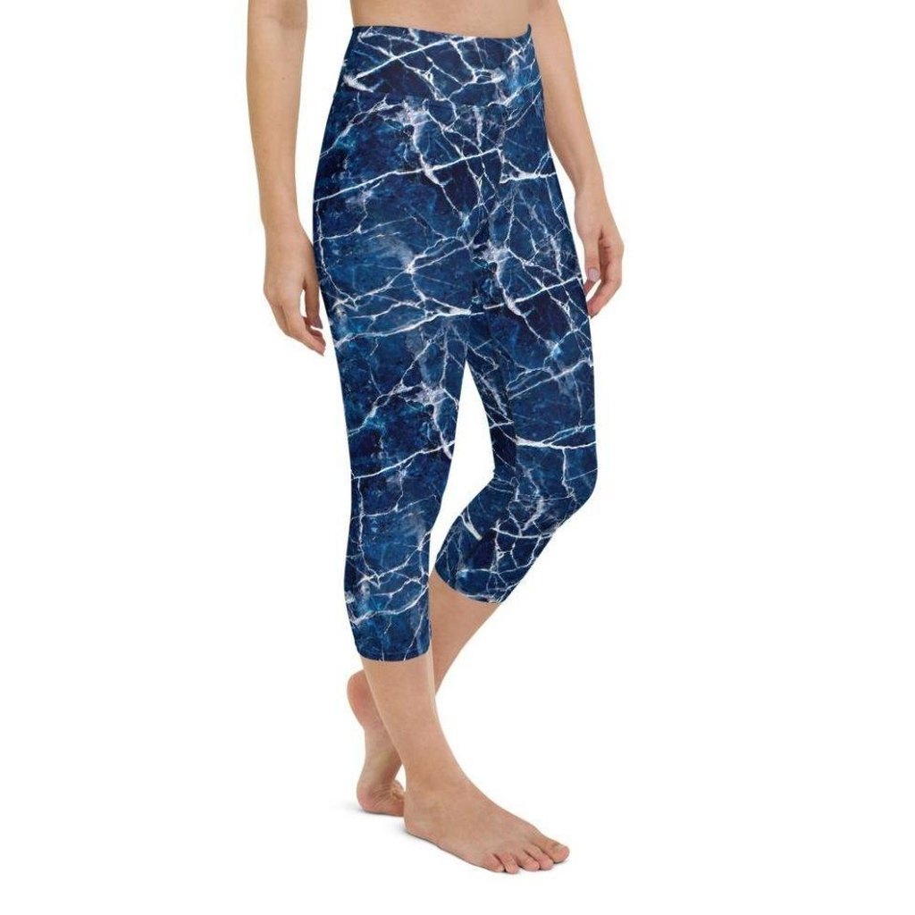 Navy Blue Marble Yoga Capris