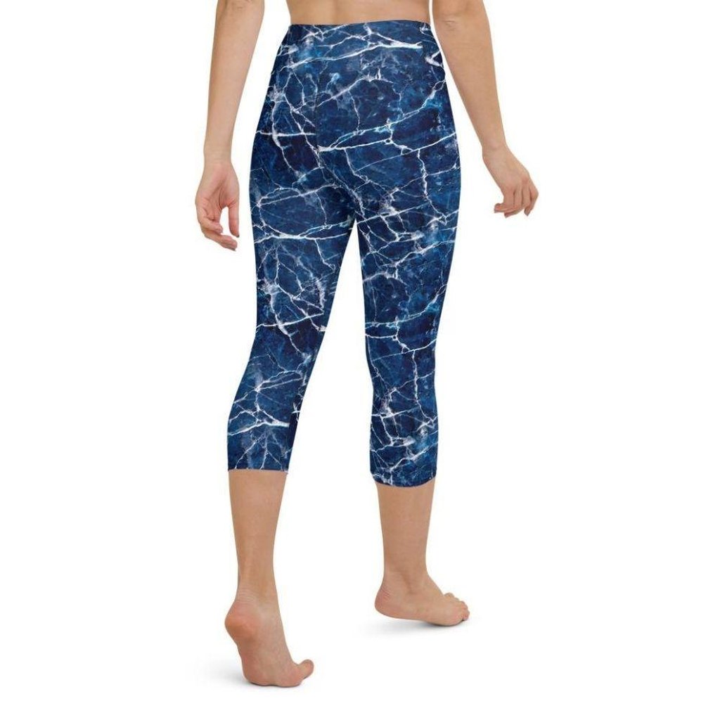 Navy Blue Marble Yoga Capris