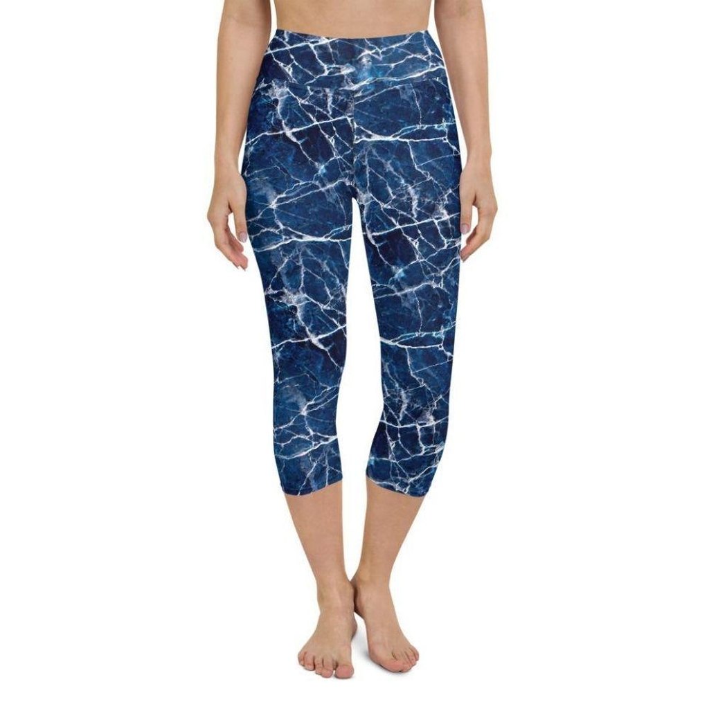 Navy Blue Marble Yoga Capris