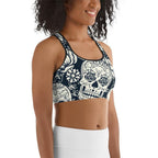 Navy Blue Skull Sports Bra